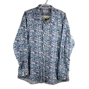 Duchamp London Slim Fit Flip Cuff Floral Men's Dress Shirt Sz XXL 18/46 NWT